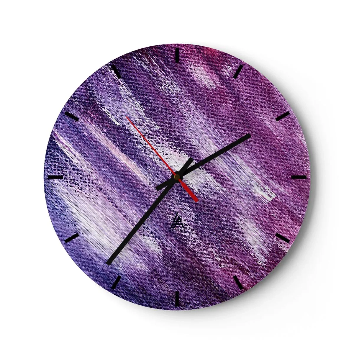 Nástenné hodiny - Abstraktné ťahy štetcom v odtieňoch fialovej a ružovej - 30x30cm - Keď fúka slnečný vietor - Moderná nástenná dekorácia do obývacej izby, kuchyne a spálne ARTTOR