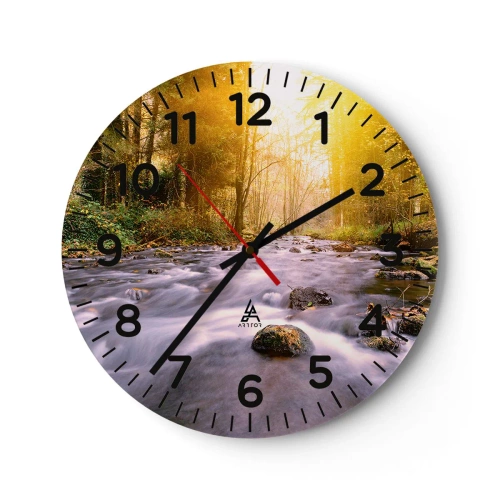 Nástenné hodiny - Malachit v strieborno-zlatej podobe - 30x30 cm