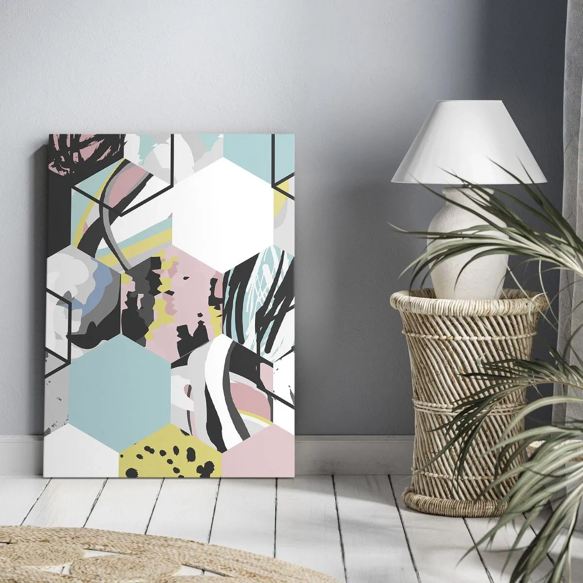Obraz na plátne - Šesťuholníky a kocky v šiestich farbách - 50x70 cm