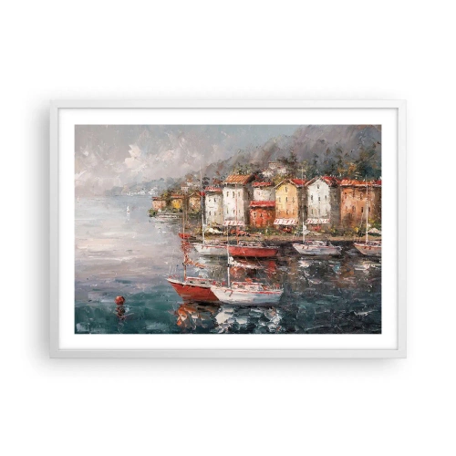 Plagát v bielom ráme - Romantický prístav - 70x50 cm