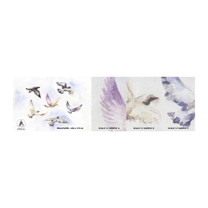 Vzorka fototapety Premium Canvas - Sloboda v šedej a modrej - Vtáky, Grafika, Kus - 100x30 cm