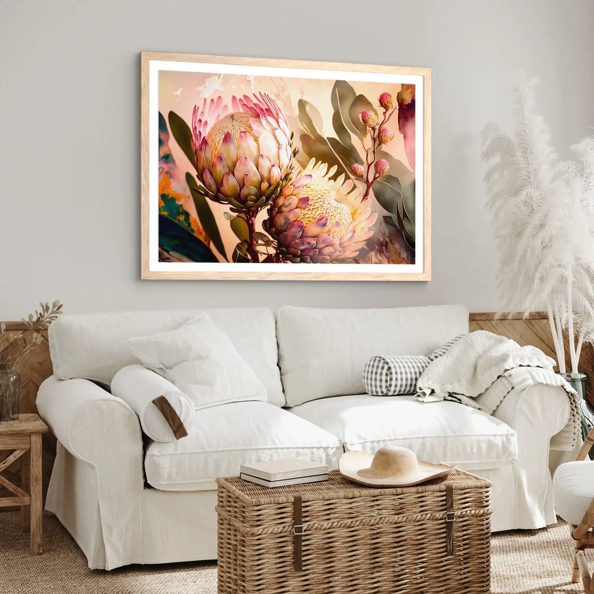 Plagát v ráme zo svetlého duba - Nežne objaté - 91x61 cm