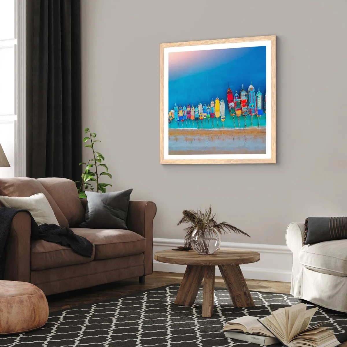 Plagát v ráme zo svetlého duba - Z vtáčej perspektívy - 60x60 cm