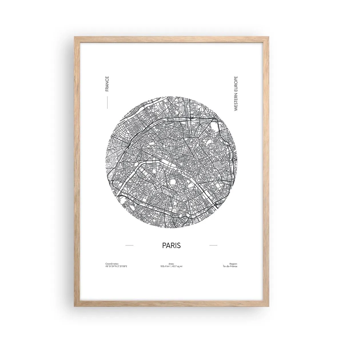 Plagát v ráme zo svetlého duba - Anatómia Paríža - 50x70 cm