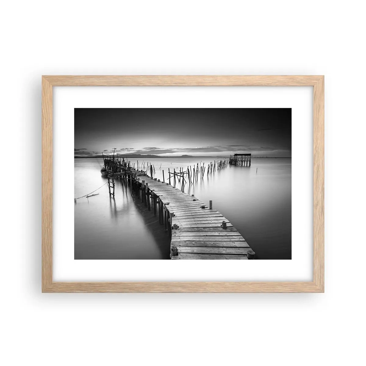 Plagát v ráme zo svetlého duba - Pokoj zabudnutého brehu - 40x30 cm