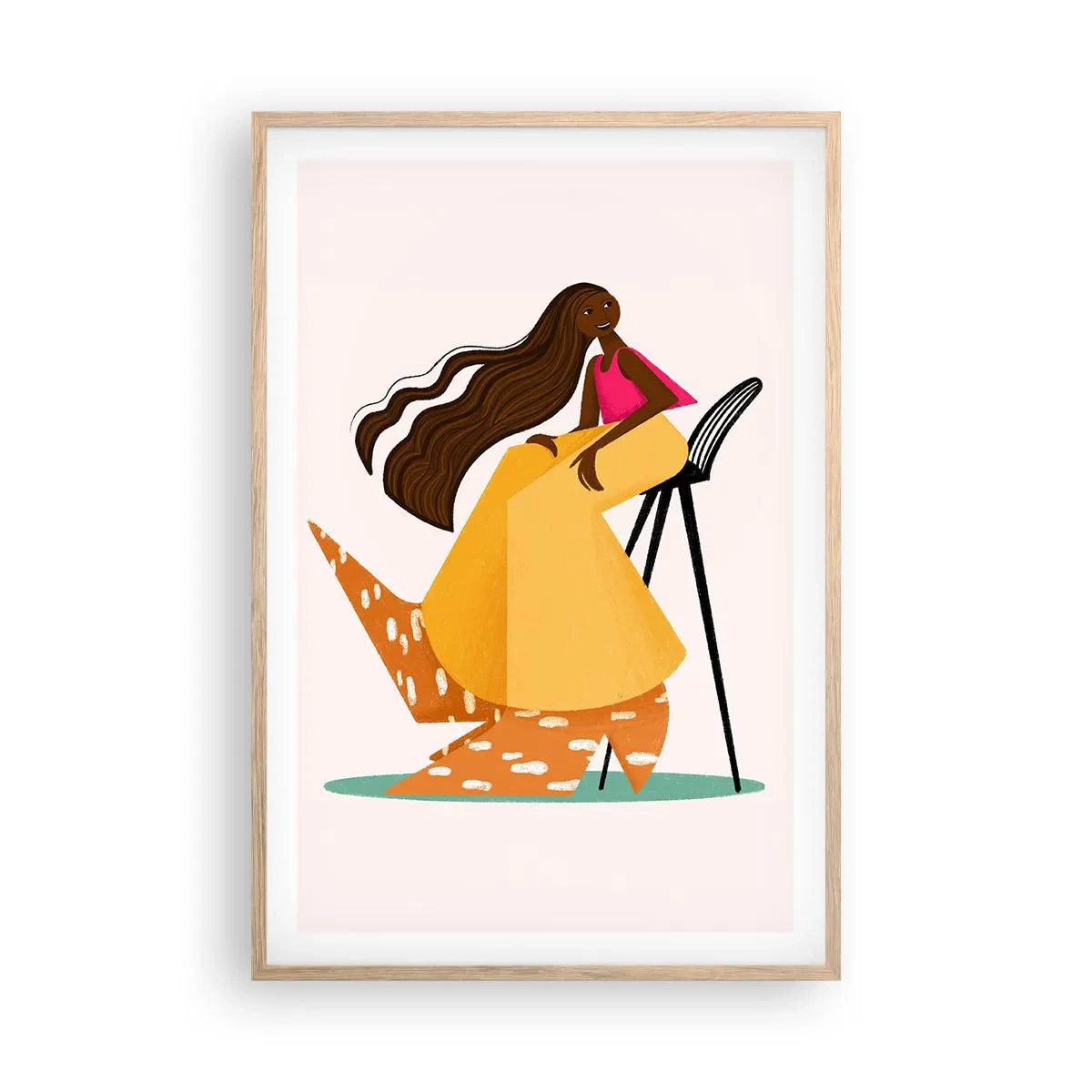 Plagát v ráme zo svetlého duba - Móda je tiež zábava - 61x91 cm