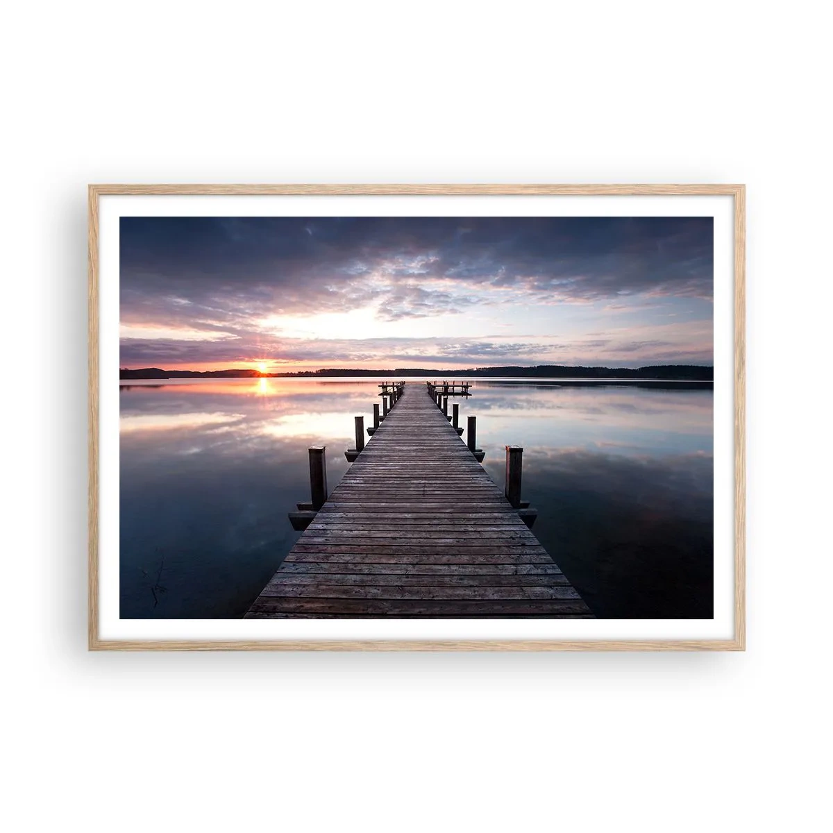 Plagát v ráme zo svetlého duba - Tichá hranica medzi dňom a nocou - 100x70 cm