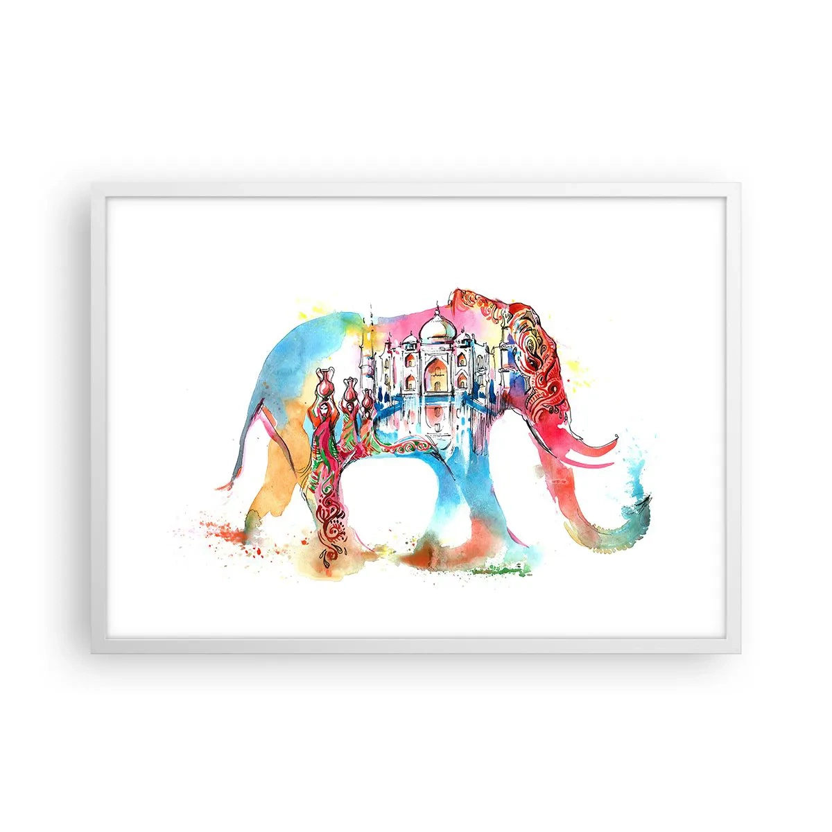 Plagát v bielom ráme - India - aura lásky - 70x50 cm