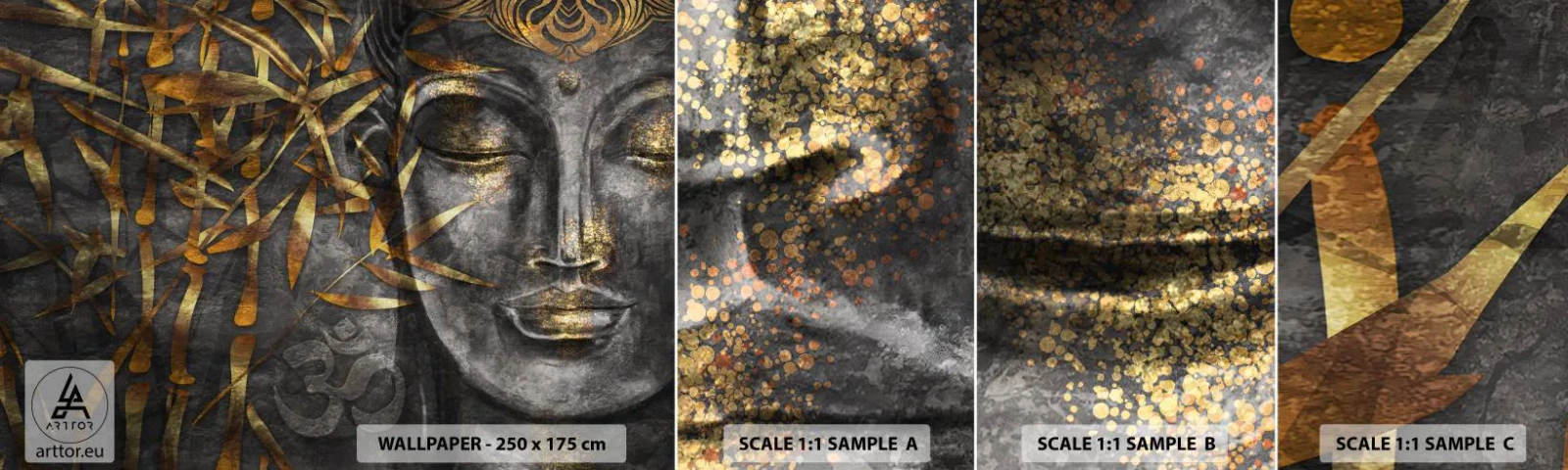 Vzorka samolepiacej fototapety Deluxe Sticker - Pocíťte pokoj - Budha, Kultúra, Ázie - 100x30 cm