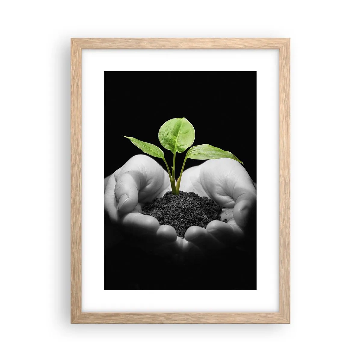 Plagát v ráme zo svetlého duba - Milujem prírodu, chránim ju - 30x40 cm