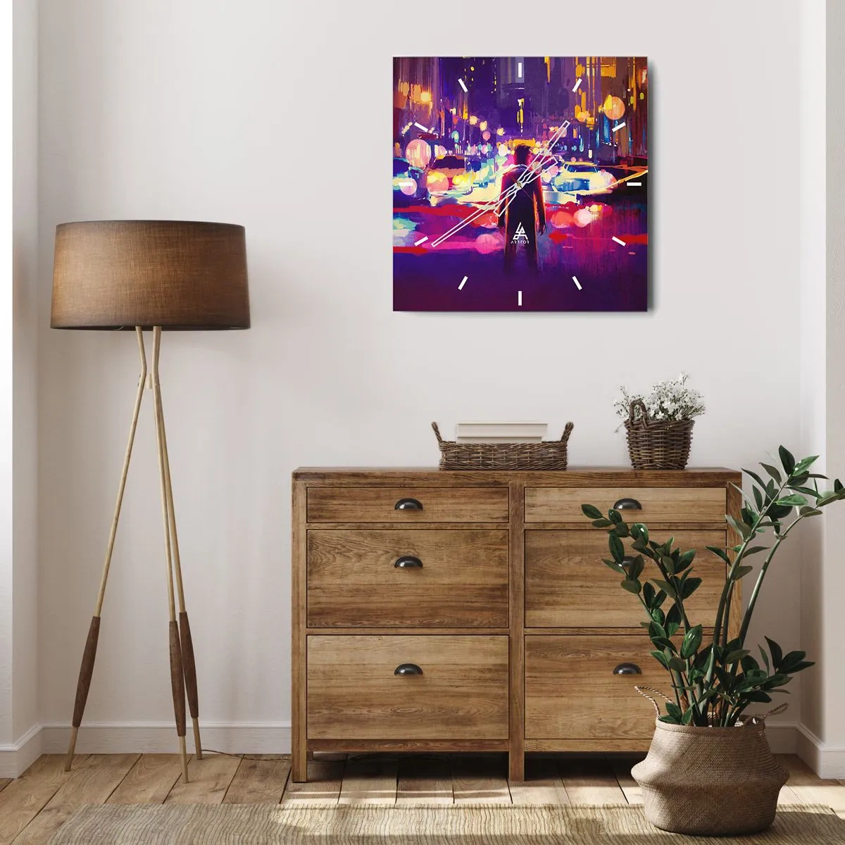 Nástenné hodiny - Ponorený do svetla - 30x30 cm