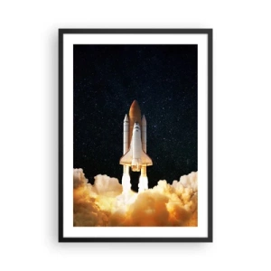 Plagát v čiernom ráme - Raketoplán štartuje proti hviezdnej oblohe - 50x70cm - Ad astra! - Moderná nástenná dekorácia do obývacej izby a spálne ARTTOR