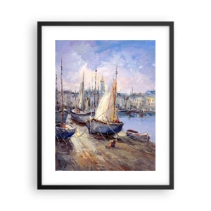 Plagát v čiernom ráme - Mesto pri zálive - 40x50 cm