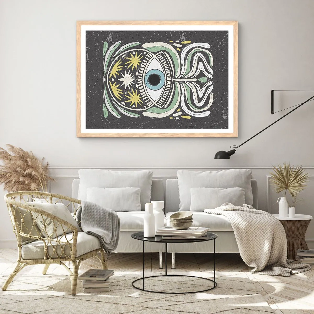 Plagát v ráme zo svetlého duba - Kmeňové rituály - 70x50 cm