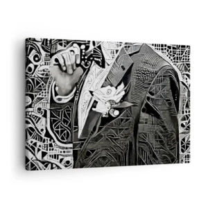 Obraz na plátne - Elegantná abstrakcia muža v obleku v čiernobielej farbe - 70x50cm - Iba zdanlivo šedý človek - Moderná nástenná dekorácia do obývacej izby a spálne ARTTOR
