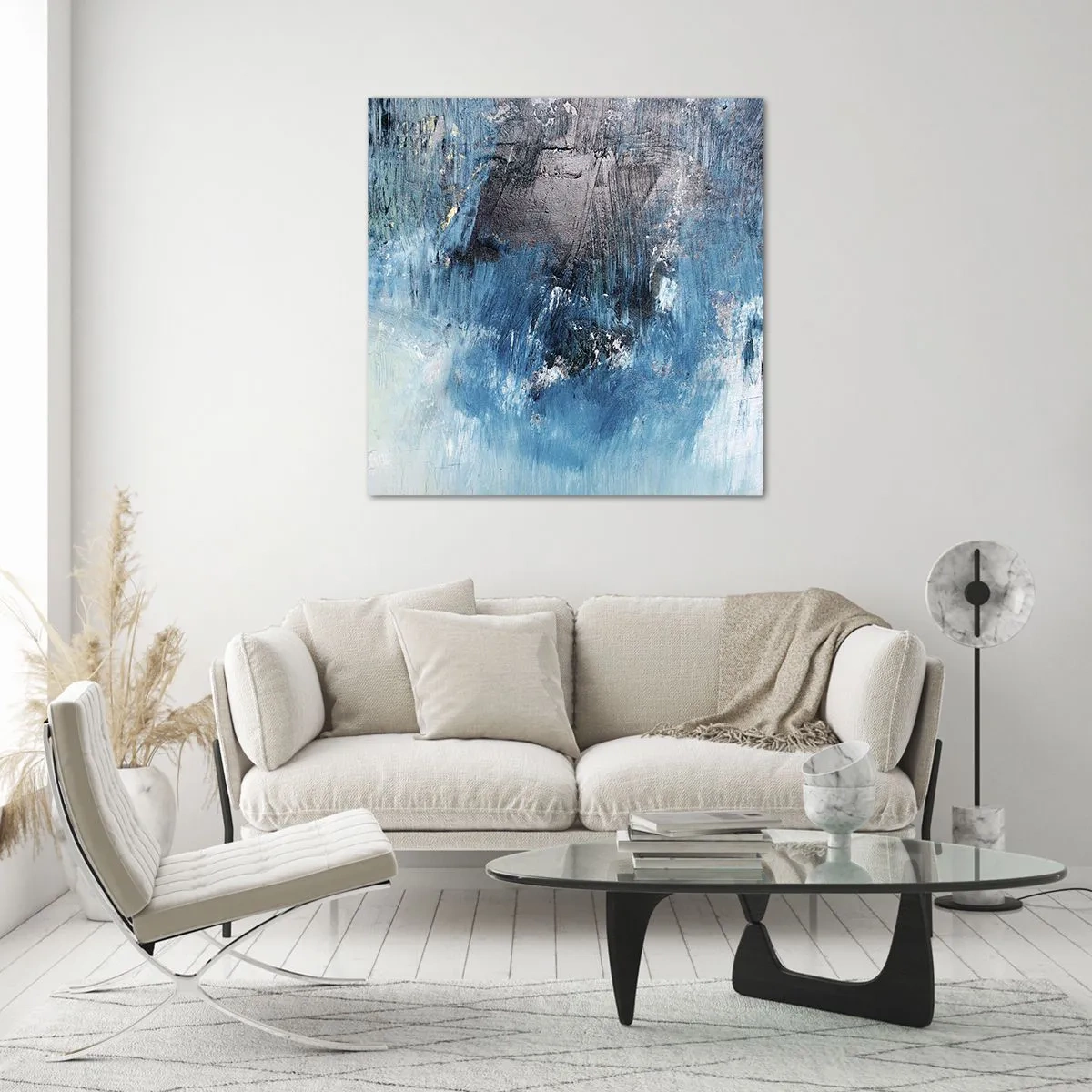 Obraz na skle - Rapsódia v modrom - 60x60 cm