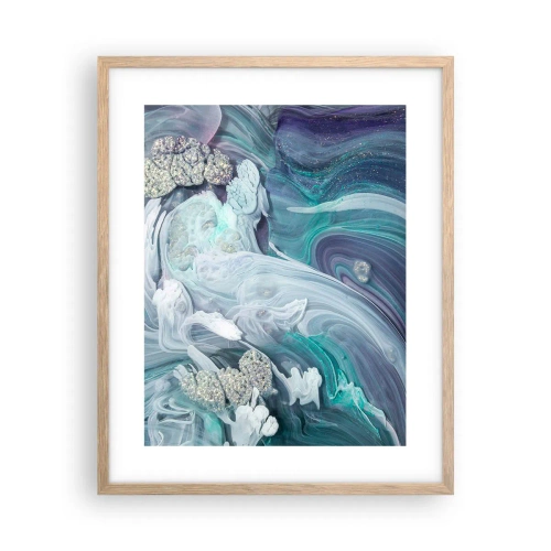 Plagát v ráme zo svetlého duba - Prúdy modrej - 40x50 cm