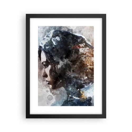 Plagát v čiernom ráme - Príbeh o dievčati s mestom v pozadí - 30x40 cm