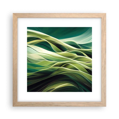 Plagát v ráme zo svetlého duba - Abstraktná hra na zelenú - 30x30 cm