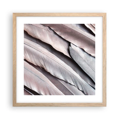 Plagát v ráme zo svetlého duba - V ružovej a striebornej - 40x40 cm
