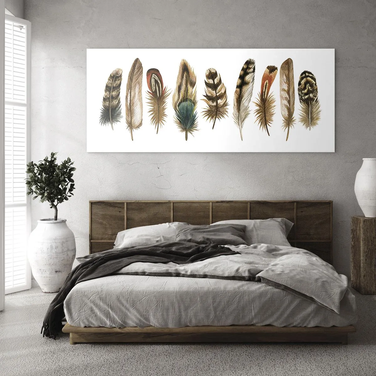 Obraz na skle - Operená variácia - 100x40 cm