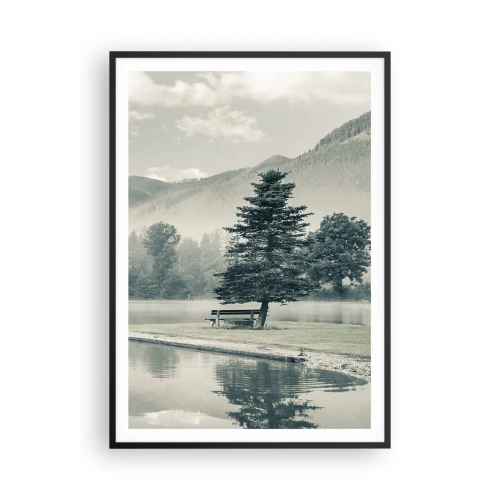 Plagát v čiernom ráme - Jazero ešte spí - 70x100 cm