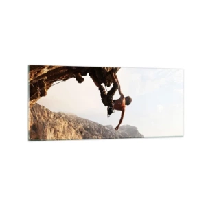 Obraz na skle - Svet zovretý v ruke na zosuve balvanu - 120x50 cm