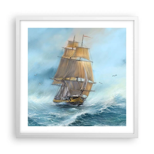 Plagát v bielom ráme - Bežiaci po vlnách - 50x50 cm