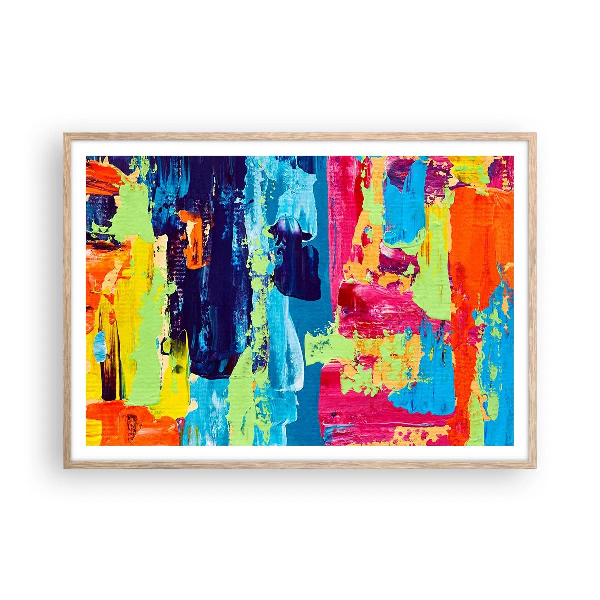 Plagát v ráme zo svetlého duba - Život je krásny! - 100x70 cm