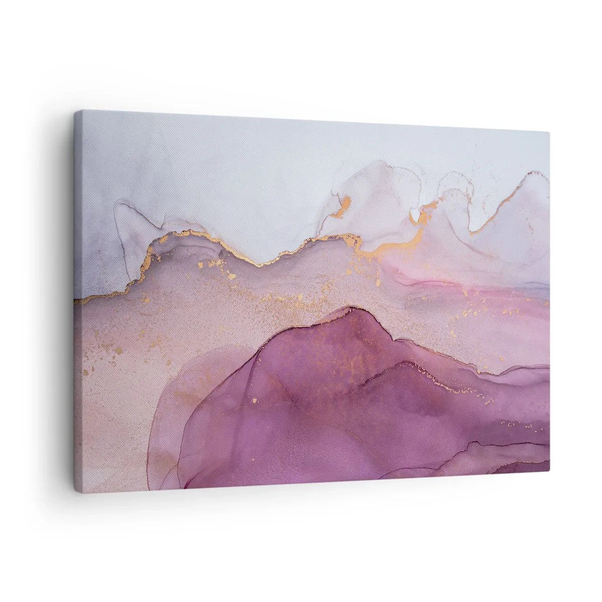 Obraz na plátne - Abstraktná kompozícia v odtieňoch fialovej a zlatej. - 70x50cm - Fialové a ľalové vlny - Moderná nástenná dekorácia do obývacej izby a spálne ARTTOR