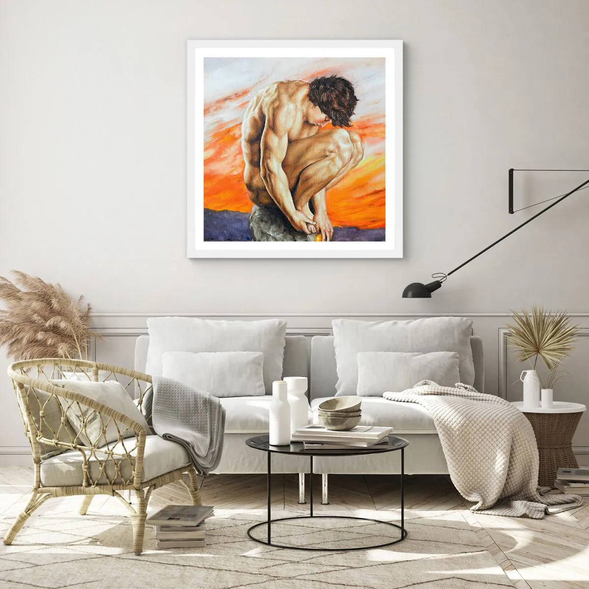 Plagát v bielom ráme - Ponorený do seba - 60x60 cm