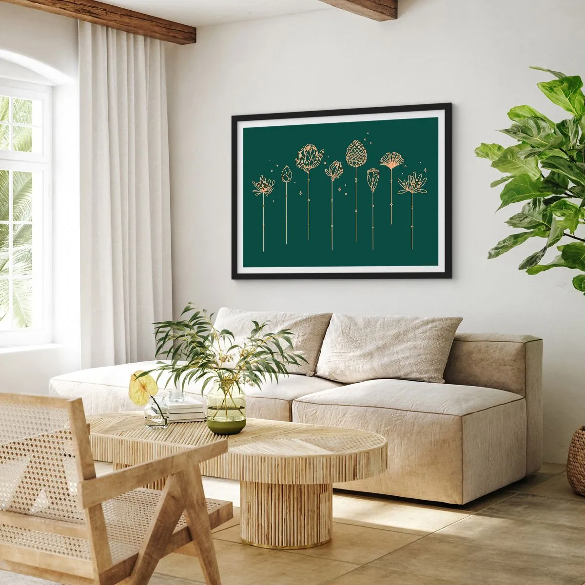 Plagát v čiernom ráme - Bylinky - 70x50 cm