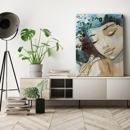 Obraz na plátne - Lady in blue - 45x80 cm