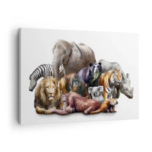 Obraz na plátne - Rôzne divé zvieratá v skupinovom zložení - 70x50cm - Africká rodinná fotografia - Moderná nástenná dekorácia do obývacej izby a spálne ARTTOR