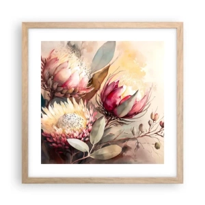 Plagát v ráme zo svetlého duba - Z profilu a en face - 40x40 cm