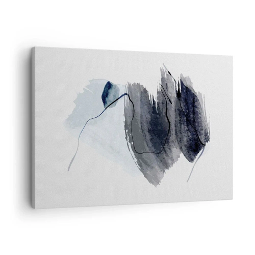 Obraz na plátne - Abstraktná kompozícia v odtieňoch sivej a modrej - 70x50cm - Intenzita a pohyb - Moderná nástenná dekorácia do obývacej izby a spálne ARTTOR