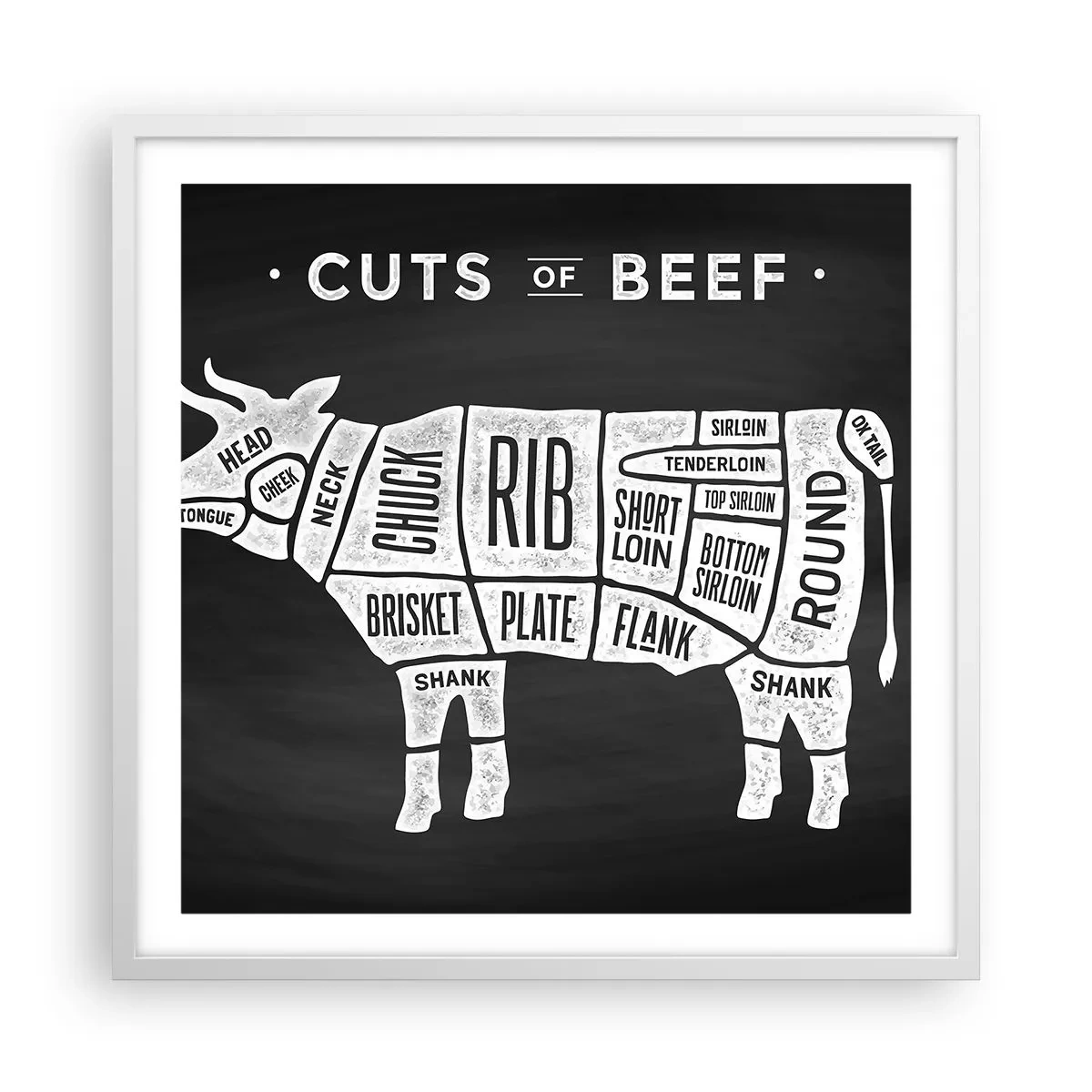 Plagát v bielom ráme - Šlabikár mäsiara - 60x60 cm