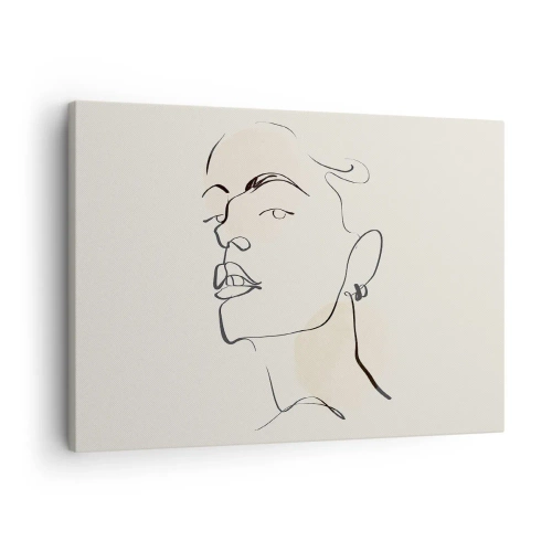 Obraz na plátne - Minimalistický náčrt ženskej tváre - 70x50cm - Hrdý pohľad - Moderná nástenná dekorácia do obývacej izby a spálne ARTTOR