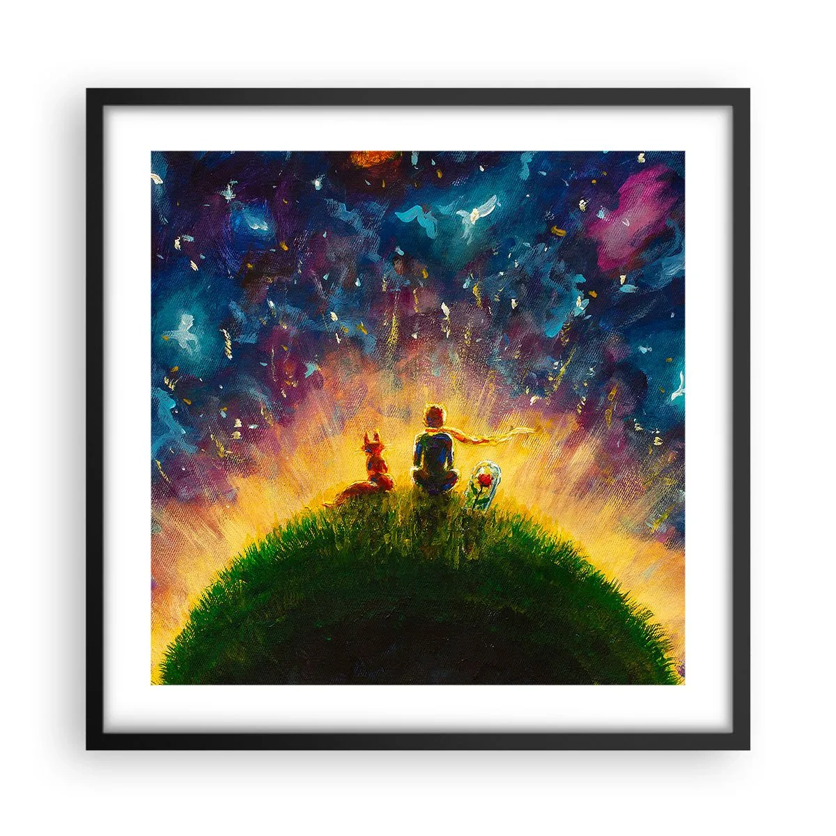 Plagát v čiernom ráme - Láska a priateľstvo - celý svet - 50x50 cm