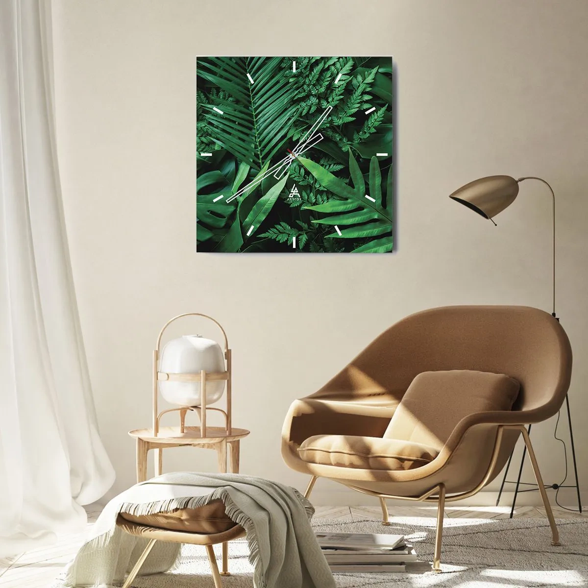 Nástenné hodiny - Objaté v zeleni - 40x40 cm