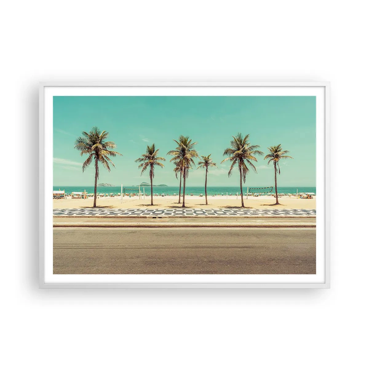 Plagát v bielom ráme - Stráženie pláže - 100x70 cm