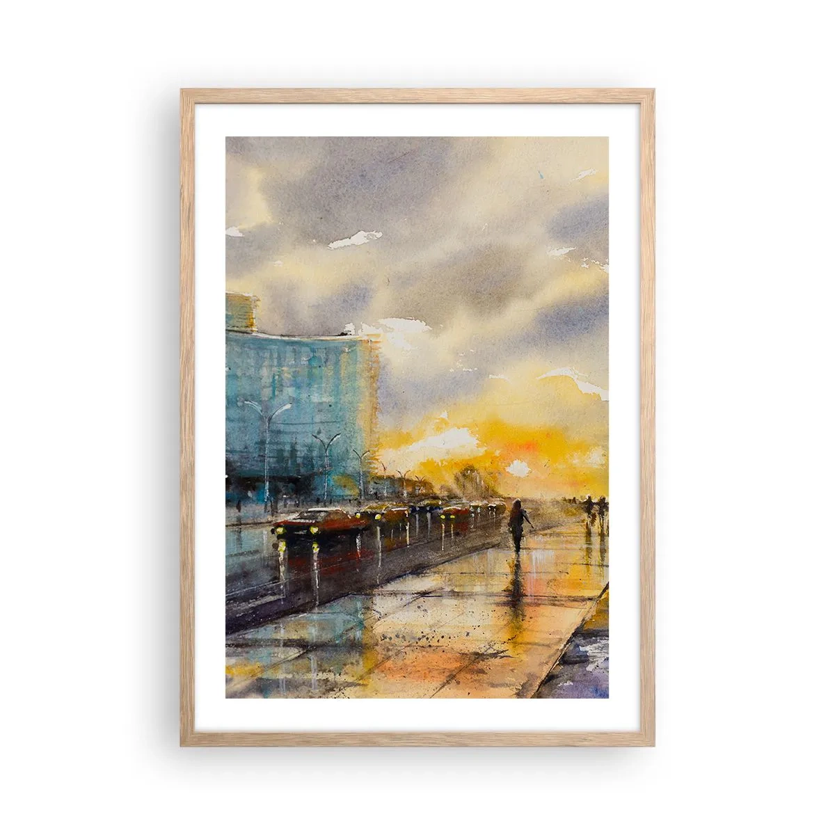 Plagát v ráme zo svetlého duba - Život na pobreží - 50x70 cm