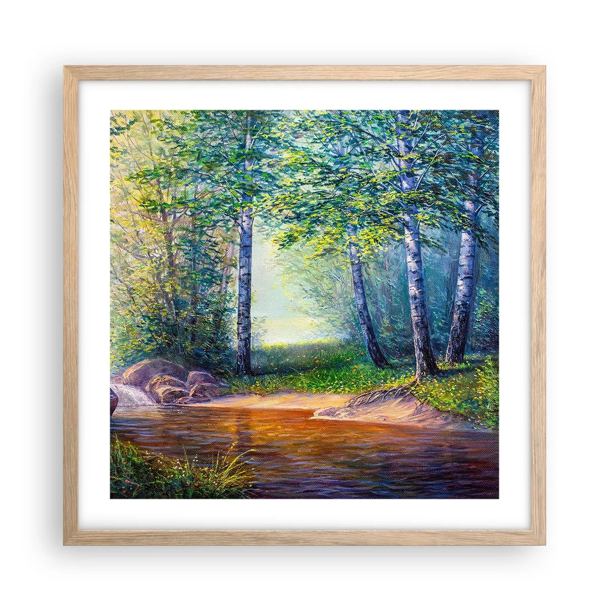 Plagát v ráme zo svetlého duba - Idylické prostredie - 50x50 cm