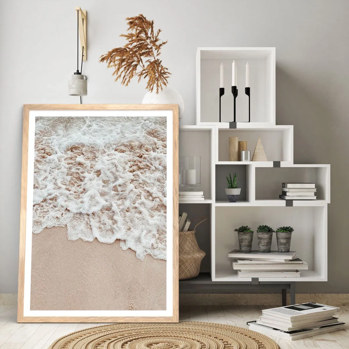 Plagát v ráme zo svetlého duba - Hneď sa vrátim - 70x100 cm