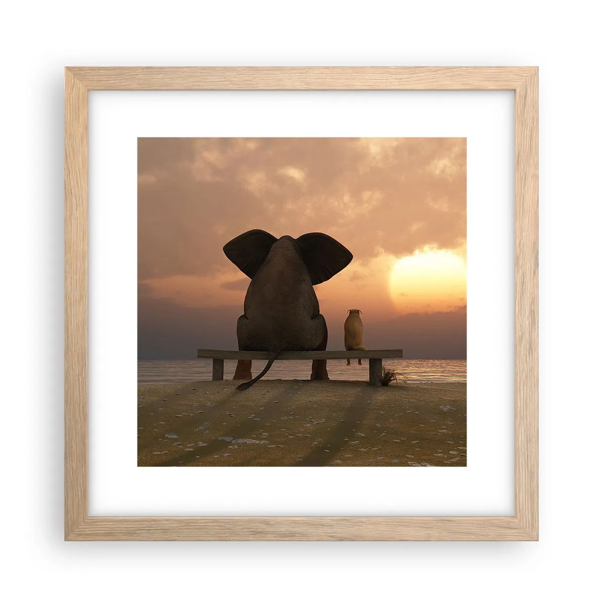 Plagát v ráme zo svetlého duba - Je skvelé spolu mlčať - 30x30 cm