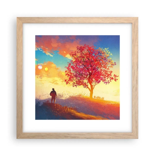 Plagát v ráme zo svetlého duba - Pútnik pri cieli - 30x30 cm