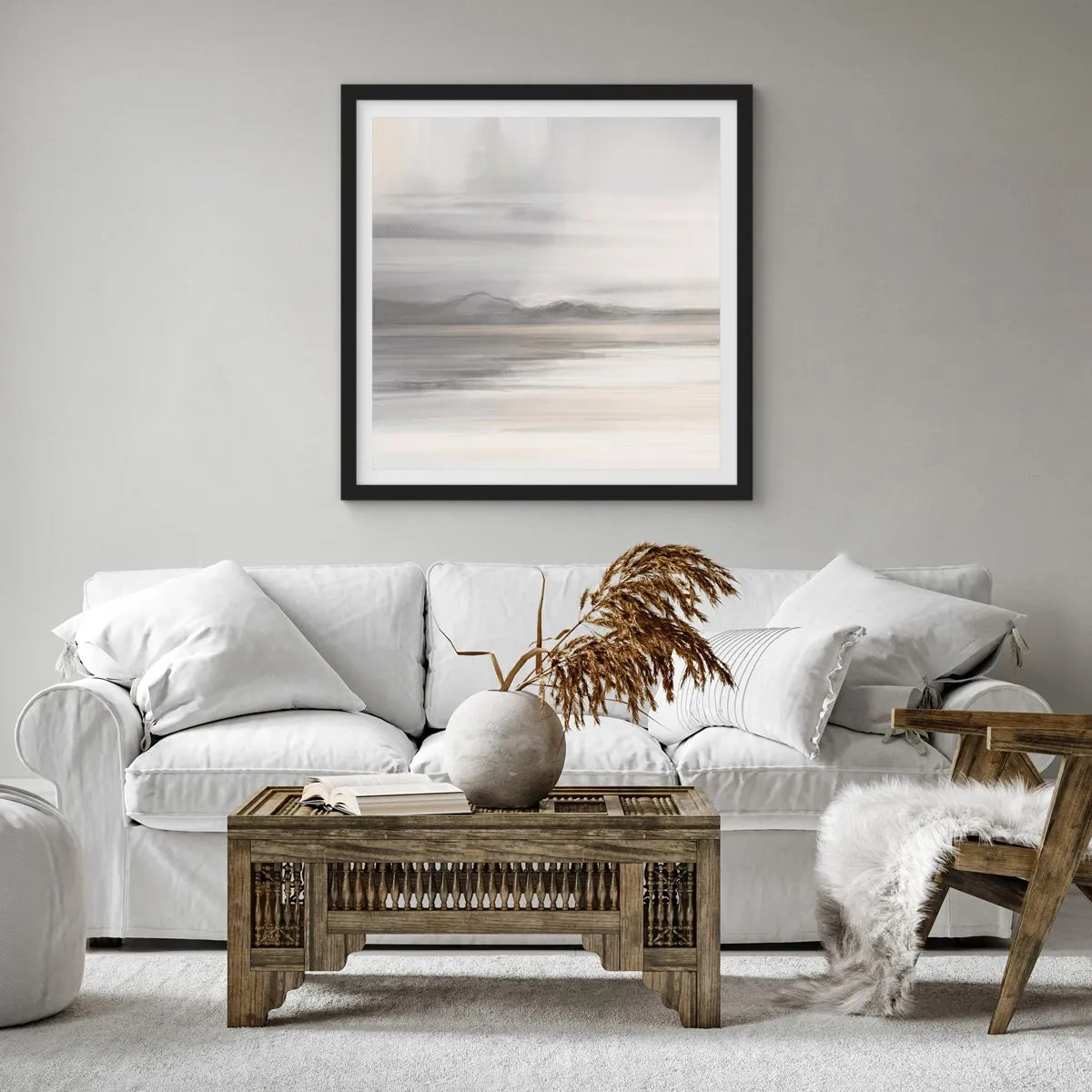 Plagát v čiernom ráme - Zamyslená diaľka - 60x60 cm