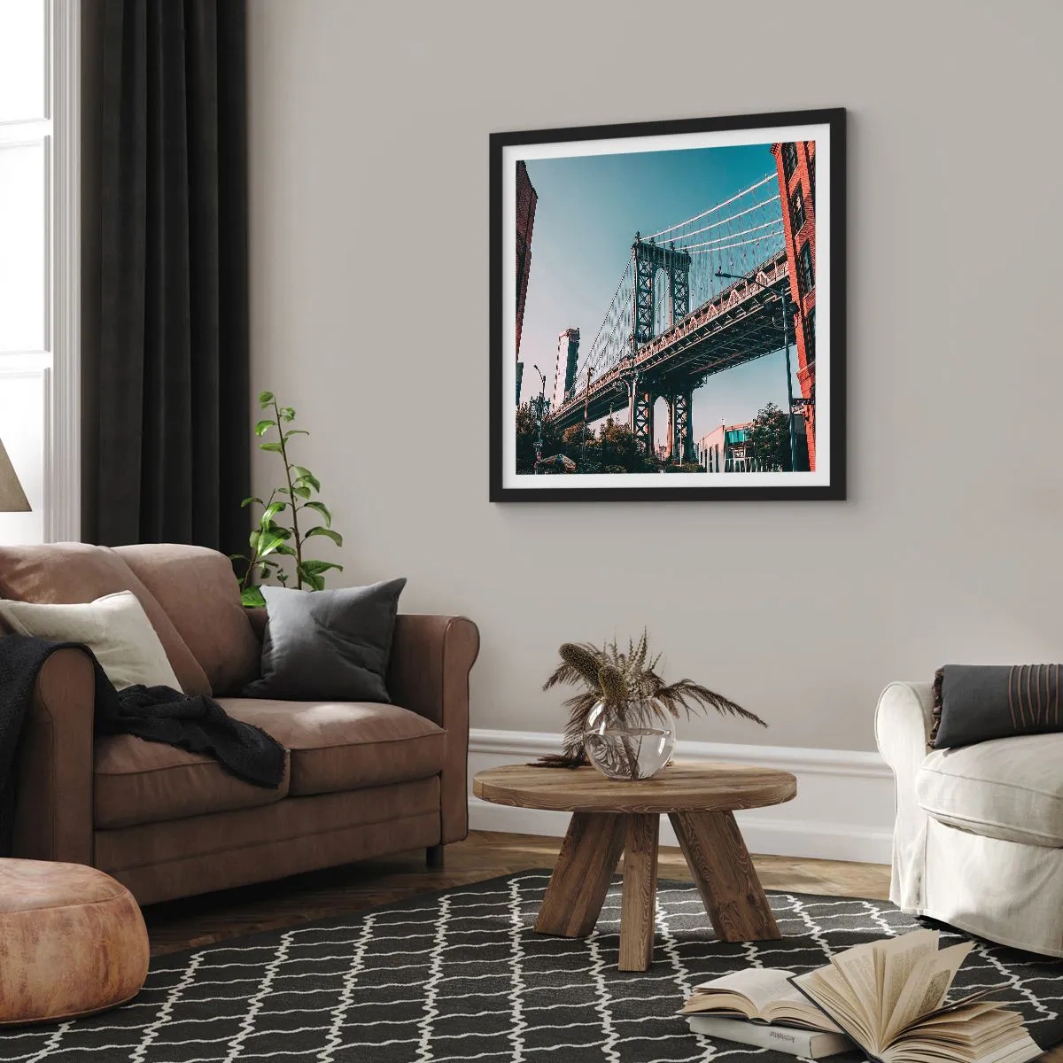 Plagát v čiernom ráme - Nad vlnami mesta - 50x50 cm