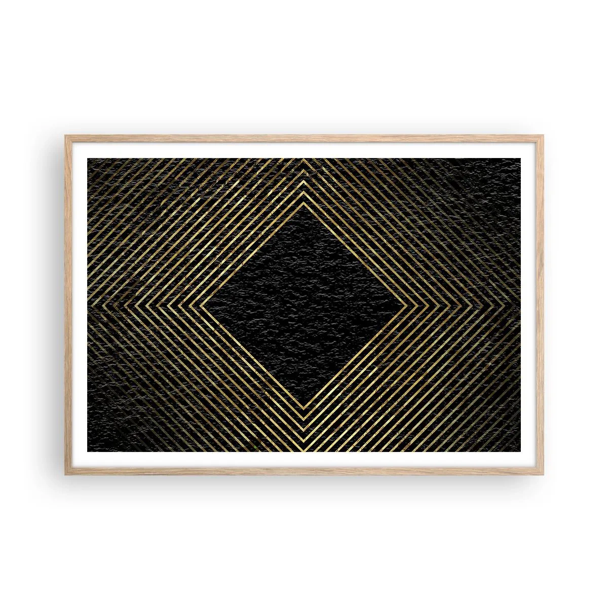 Plagát v ráme zo svetlého duba - Geometria v štýle glamour - 100x70 cm