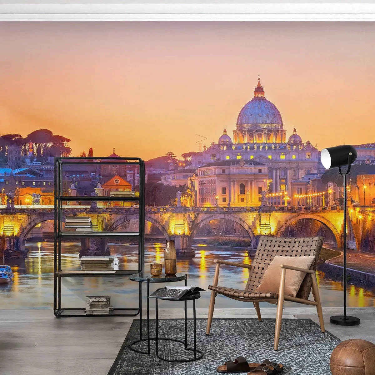 Samolepiaca Fototapeta Deluxe Sticker - Súmrak nad Večným mestom - Mesto, Rím, Architektúra - 250x175 cm